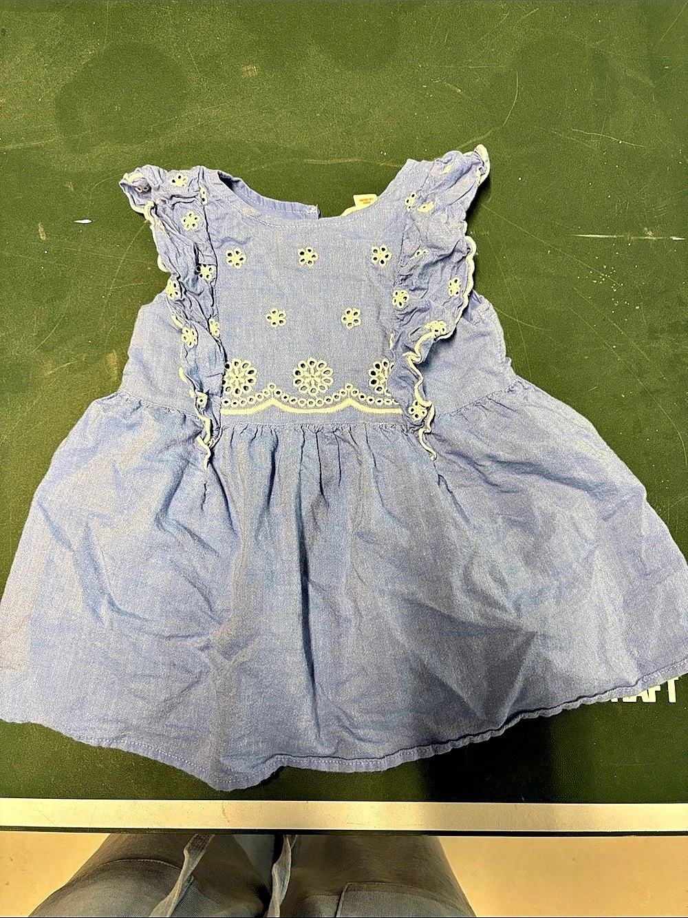 Cat & Jack Chambray Embroidered Flowers Woven Dress Blue 18M